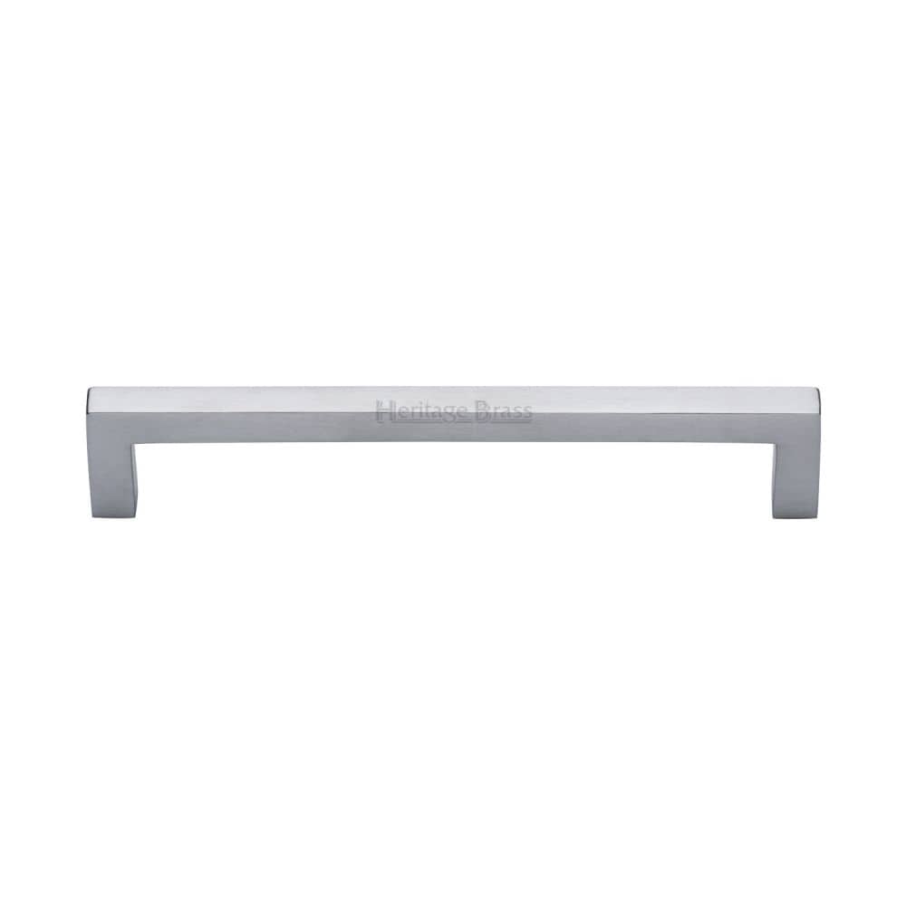 Heritage Brass Cabinet Hardware Satin Chrome / Cabinet Pull Handles / 160mm c/c Heritage Brass - Cabinet Pull Square Metro Design 160mm CTC Satin Chrome Finish