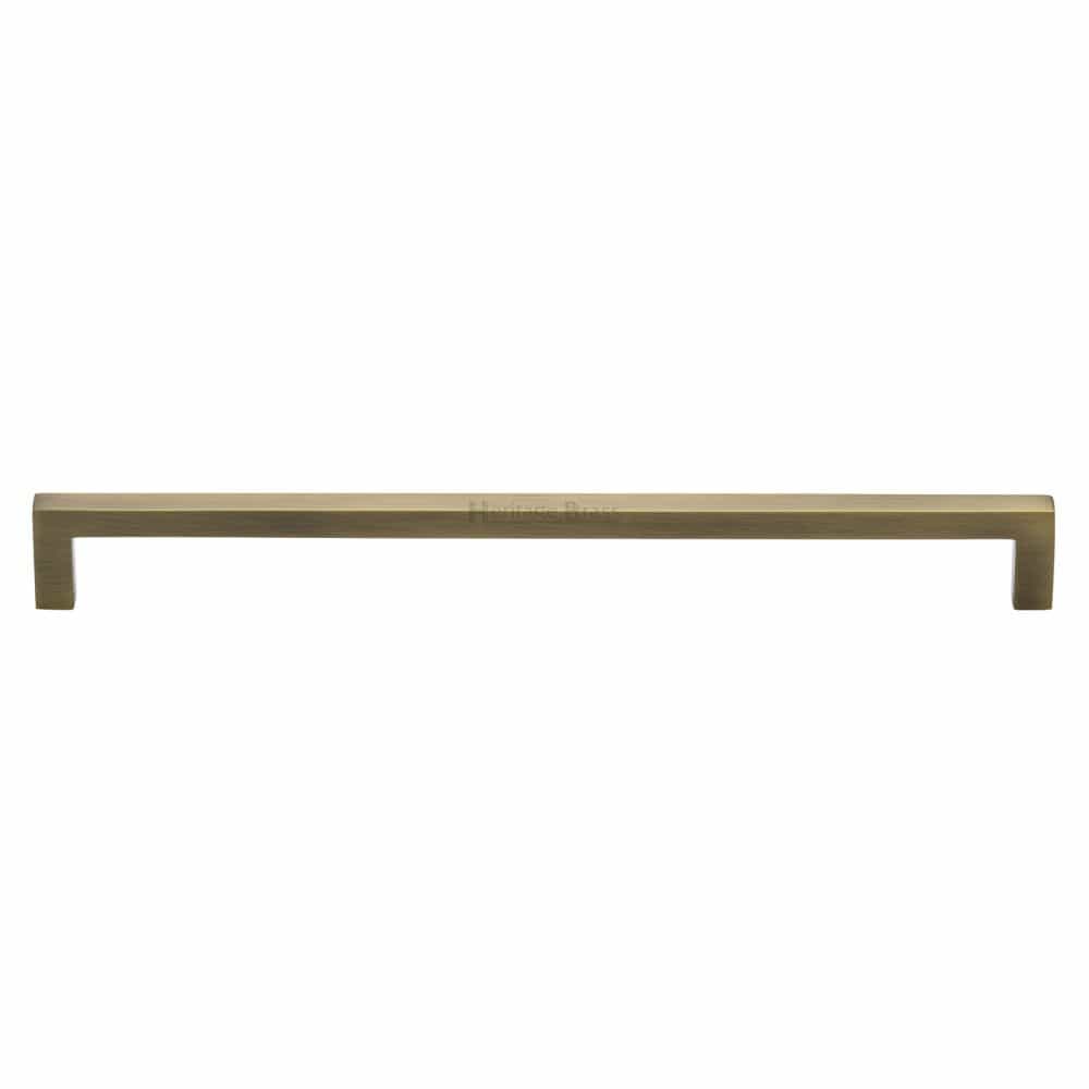 Heritage Brass Cabinet Hardware Antique Brass / Cabinet Pull Handles / 256mm c/c Heritage Brass - Cabinet Pull Square Metro Design 256mm CTC Antique Brass Finish