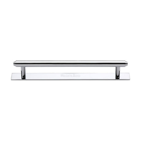 Heritage Brass Cabinet Hardware Polished Chrome / Cabinet Pull Handles / 160mm c/c Heritage Brass - Cabinet Pull Step Design with Plate 160mm CTC Polished Chrome Finis