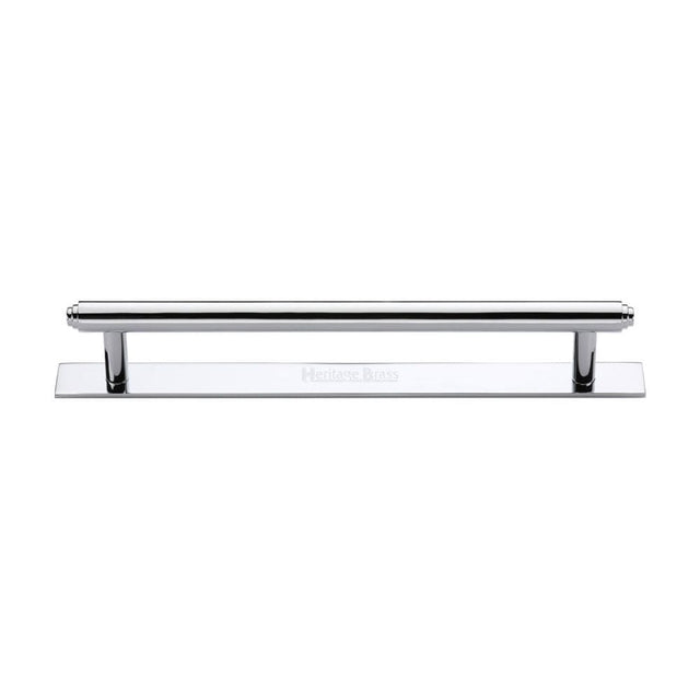 Heritage Brass Cabinet Hardware Polished Chrome / Cabinet Pull Handles / 160mm c/c Heritage Brass - Cabinet Pull Step Design with Plate 160mm CTC Polished Chrome Finis