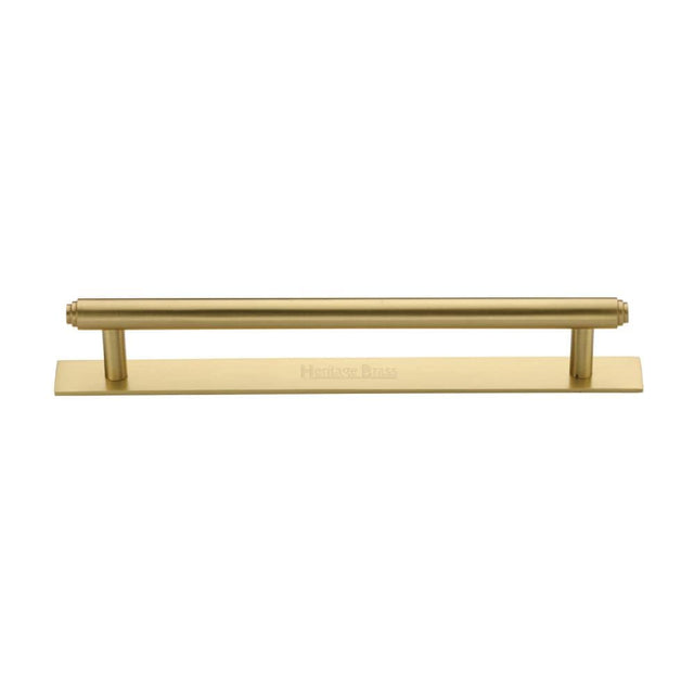Heritage Brass Cabinet Hardware Satin Brass / Cabinet Pull Handles / 160mm c/c Heritage Brass - Cabinet Pull Step Design with Plate 160mm CTC Satin Brass Finish