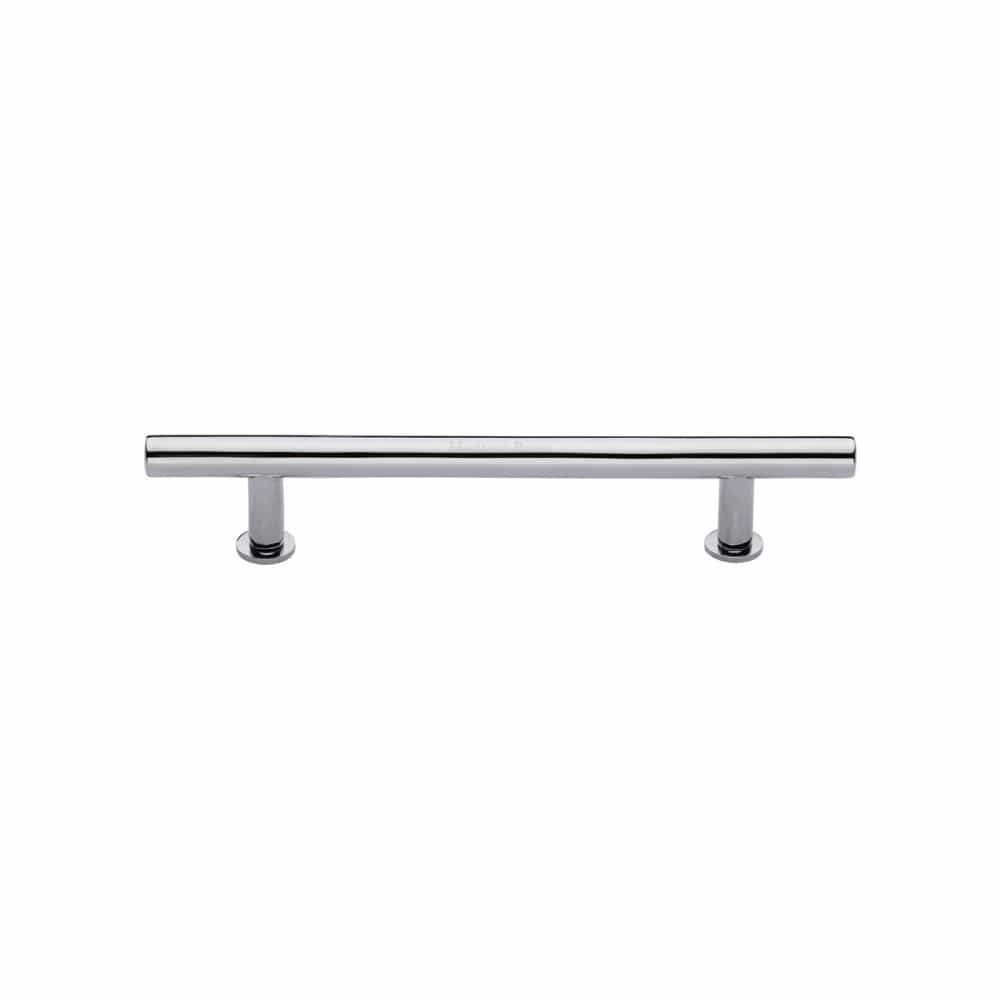 Heritage Brass Cabinet Hardware Polished Chrome / Cabinet Pull Handles / 128mm c/c Heritage Brass - Cabinet Pull T-Bar Design with 16mm Rose 128mm CTC Polished Chrome