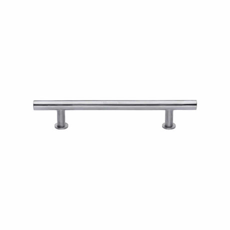 Heritage Brass Cabinet Hardware Satin Chrome / Cabinet Pull Handles / 128mm c/c Heritage Brass - Cabinet Pull T-Bar Design with 16mm Rose 128mm CTC Satin Chrome