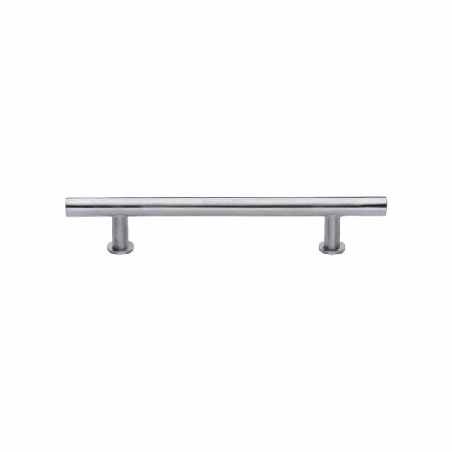 Heritage Brass Cabinet Hardware Satin Chrome / Cabinet Pull Handles / 128mm c/c Heritage Brass - Cabinet Pull T-Bar Design with 16mm Rose 128mm CTC Satin Chrome