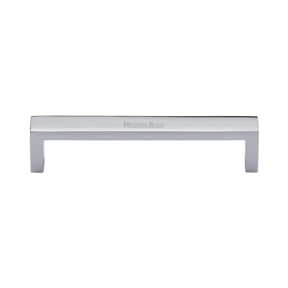 Heritage Brass Cabinet Hardware Polished Chrome / Cabinet Pull Handles / 128mm c/c Heritage Brass - Cabinet Pull Wide Metro Design 128mm CTC Polished Chrome Finish