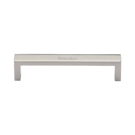Heritage Brass Cabinet Hardware Polished Nickel / Cabinet Pull Handles / 128mm c/c Heritage Brass - Cabinet Pull Wide Metro Design 128mm CTC Polished Nickel Finish