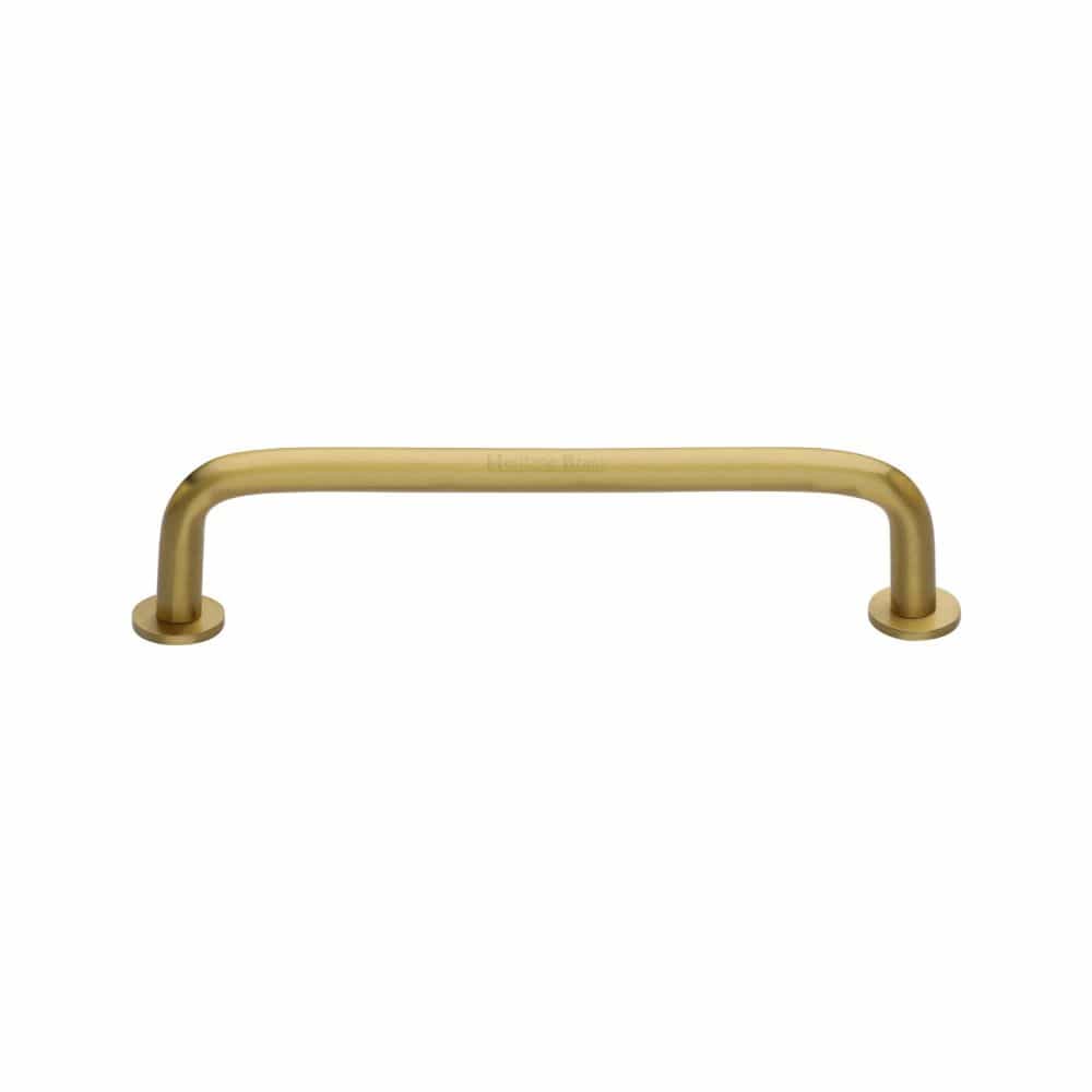 Heritage Brass Cabinet Hardware Satin Brass / Cabinet Pull Handles / 128mm c/c Heritage Brass - Cabinet Pull Wire Design with 16mm Rose 128mm CTC Satin Brass Fi