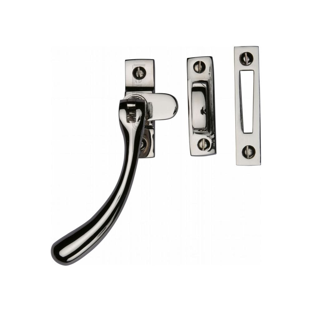 Heritage Brass Window Furniture Polished Nickel / No / Mortice & Hook Place Heritage Brass - Casement Window Fastener Ball Design Polished Nickel Finish