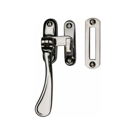 Heritage Brass Window Furniture Polished Nickel / No / Mortice & Hook Place Heritage Brass - Casement Window Fastener Spoon Pattern Polished Nickel Finish