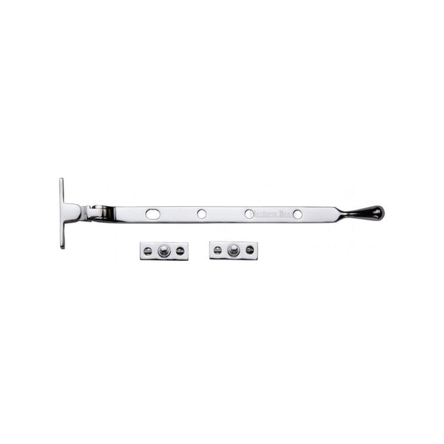 Heritage Brass Window Furniture Polished Chrome / 10"/250mm Heritage Brass - Casement Window Stay Ball Design 10" Polished Chrome Finish