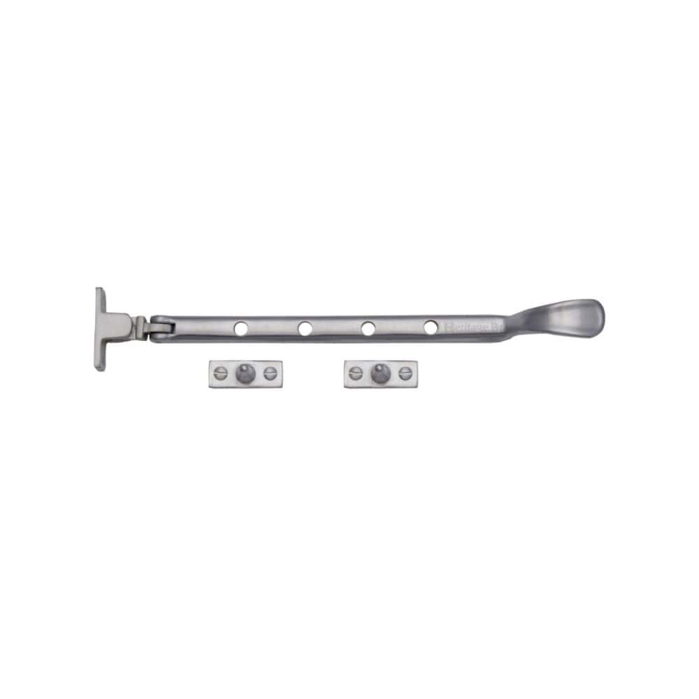 Heritage Brass Window Furniture Satin Chrome / 10"/250mm Heritage Brass - Casement Window Stay Spoon Pattern 10" Satin Chrome Finish