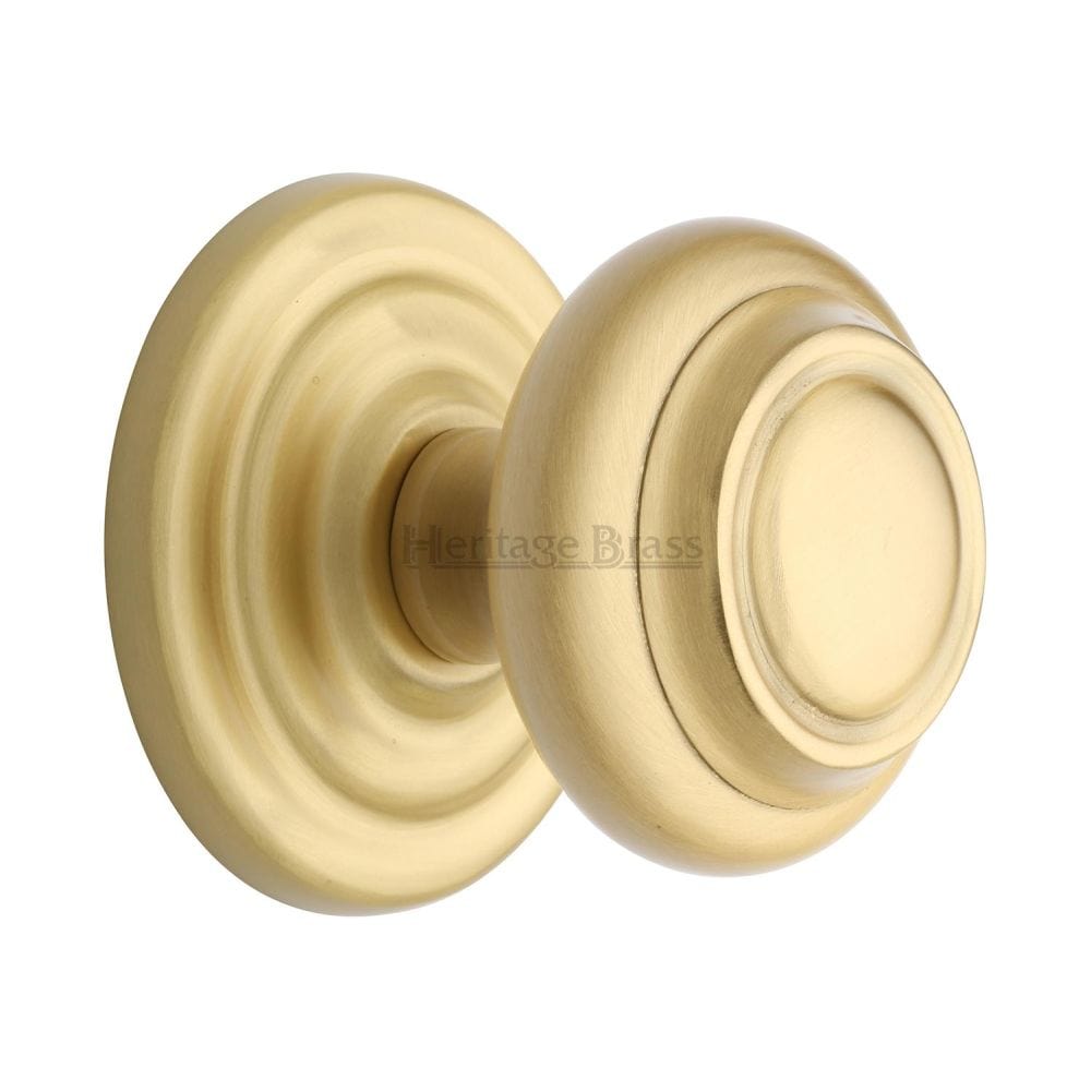 Heritage Brass Door Furniture Satin Brass / Round Centre Door Knob Heritage Brass - Centre Door Knob Round Design 3 1/2" Satin Brass Finish