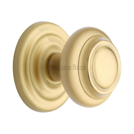 Heritage Brass Door Furniture Satin Brass / Round Centre Door Knob Heritage Brass - Centre Door Knob Round Design 3 1/2" Satin Brass Finish