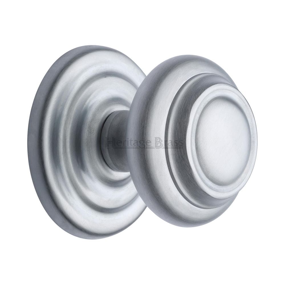 Heritage Brass Door Furniture Satin Chrome / Round Centre Door Knob Heritage Brass - Centre Door Knob Round Design 3 1/2" Satin Chrome Finish