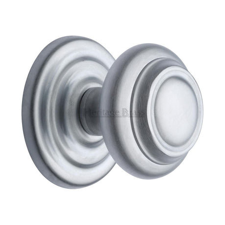 Heritage Brass Door Furniture Satin Chrome / Round Centre Door Knob Heritage Brass - Centre Door Knob Round Design 3 1/2" Satin Chrome Finish