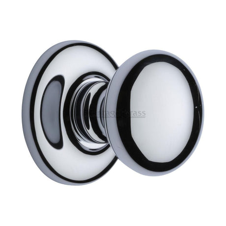 Heritage Brass Door Furniture Polished Chrome / Round Centre Door Knob Heritage Brass - Centre Door Knob Round Design 3" Polished Chrome Finish