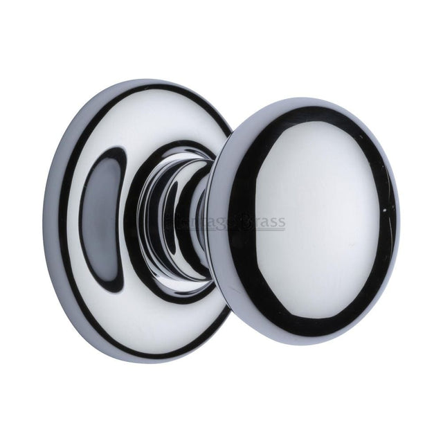 Heritage Brass Door Furniture Polished Chrome / Round Centre Door Knob Heritage Brass - Centre Door Knob Round Design 3" Polished Chrome Finish