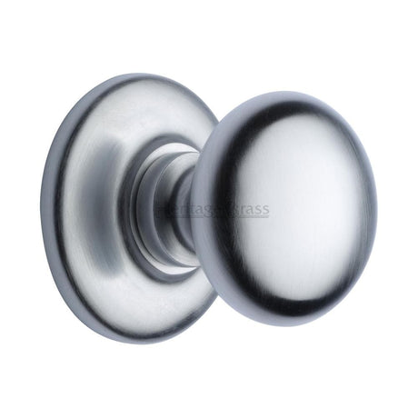 Heritage Brass Door Furniture Satin Chrome / Round Centre Door Knob Heritage Brass - Centre Door Knob Round Design 3" Satin Chrome Finish