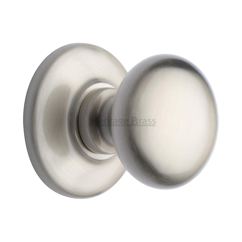 Victorian Centre Door Knob 3 Inch Satin Nickel | Heritage Brass