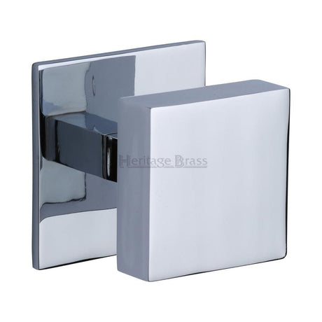 Heritage Brass Door Furniture Polished Chrome / Square Centre Door Knob Heritage Brass - Centre Door Knob Square Design 3" Polished Chrome Finish