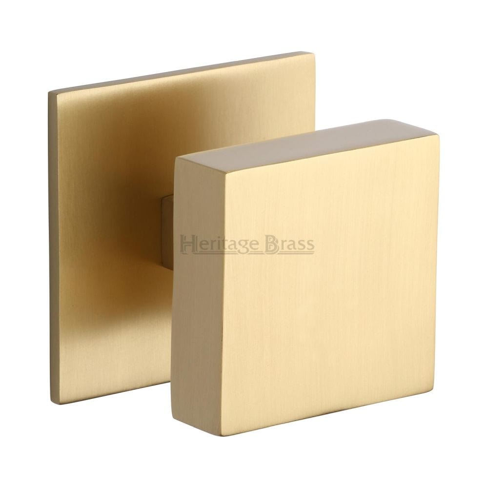 Heritage Brass Door Furniture Satin Brass / Square Centre Door Knob Heritage Brass - Centre Door Knob Square Design 3" Satin Brass Finish