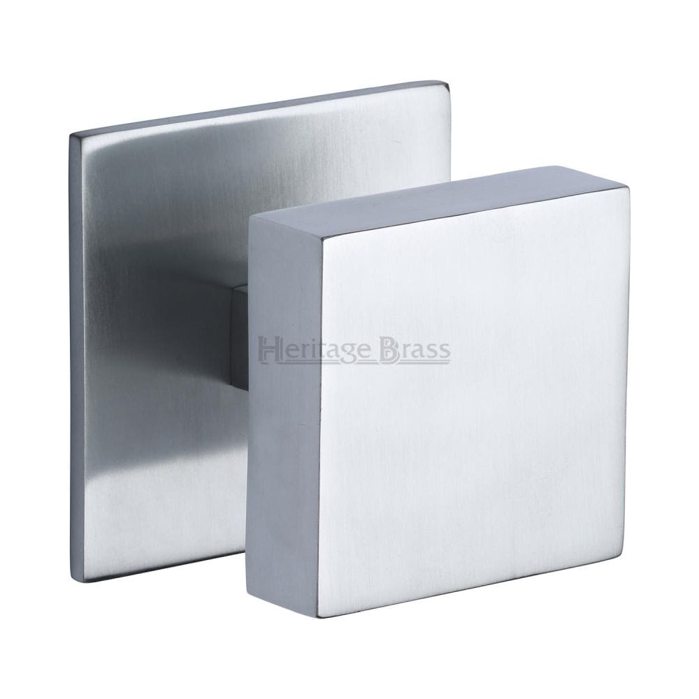 Heritage Brass Door Furniture Satin Chrome / Square Centre Door Knob Heritage Brass - Centre Door Knob Square Design 3" Satin Chrome Finish