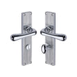 Heritage Brass Door Furniture Polished Chrome / Bathroom Lock Handles Heritage Brass - Charlbury Reeded Bathroom Set Polished Chrome finish
