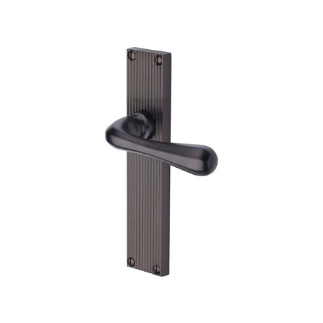 Heritage Brass Door Furniture Matt Bronze / Latch Handles Heritage Brass - Charlbury Reeded Lever Latch Matt Bronze finish