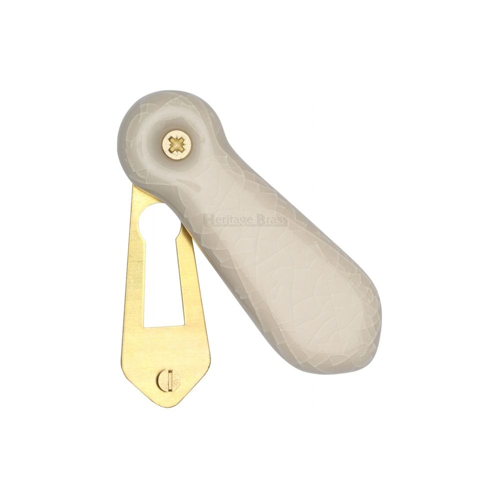 Heritage Brass Door Furniture Porcelain / Mortice Key Profile Escutcheons Heritage Brass - Covered Escutcheon Cream Crackle