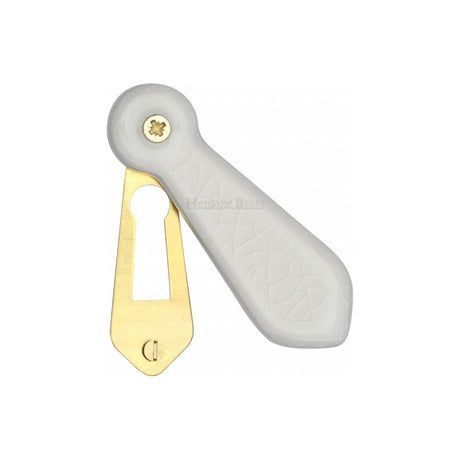 Heritage Brass Door Furniture Porcelain / Mortice Key Profile Escutcheons Heritage Brass - Covered Escutcheon White Crackle