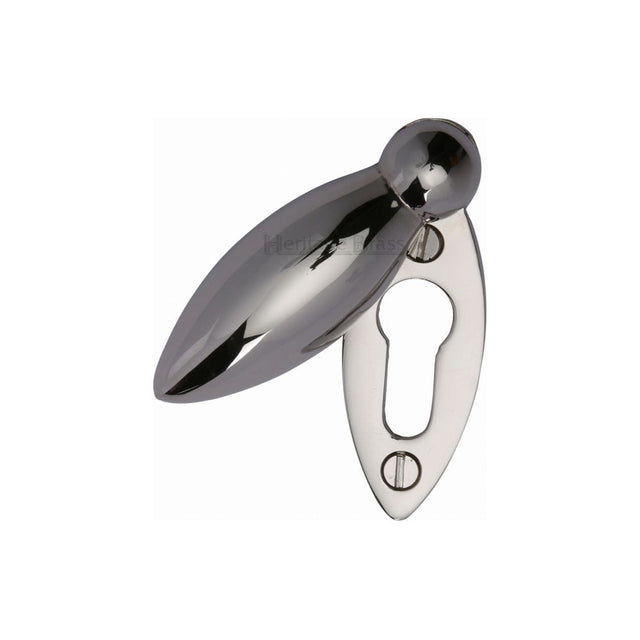Heritage Brass Door Furniture Polished Nickel / Mortice Key Profile Escutcheons Heritage Brass - Covered Keyhole Oval Polished Nickel Finish