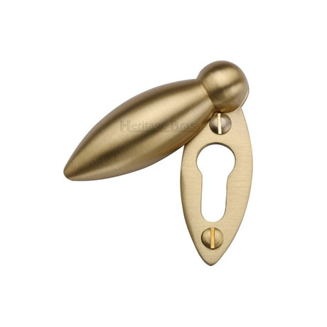 Heritage Brass Door Furniture Satin Brass / Mortice Key Profile Escutcheons Heritage Brass - Covered Keyhole Oval Satin Brass Finish