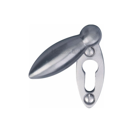 Heritage Brass Door Furniture Satin Chrome / Mortice Key Profile Escutcheons Heritage Brass - Covered Keyhole Oval Satin Chrome Finish