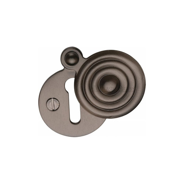 Heritage Brass Door Furniture Matt Bronze / Mortice Key Profile Escutcheons Heritage Brass - Covered Keyhole Reeded Matt Bronze Finish