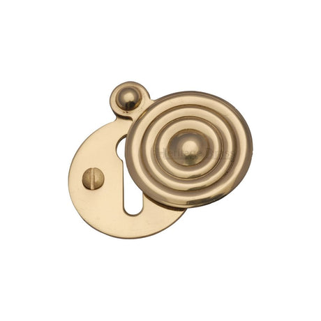 Heritage Brass Door Furniture Polished Brass / Mortice Key Profile Escutcheons Heritage Brass - Covered Keyhole Reeded Polished Brass Finish