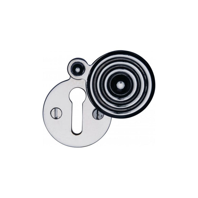 Heritage Brass Door Furniture Polished Chrome / Mortice Key Profile Escutcheons Heritage Brass - Covered Keyhole Reeded Polished Chrome Finish