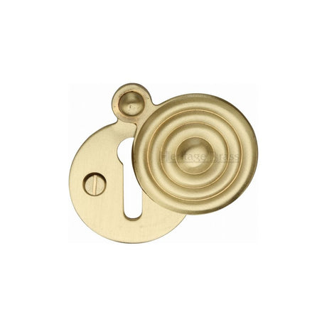 Heritage Brass Door Furniture Satin Brass / Mortice Key Profile Escutcheons Heritage Brass - Covered Keyhole Reeded Satin Brass Finish