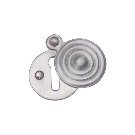 Heritage Brass Door Furniture Satin Chrome / Mortice Key Profile Escutcheons Heritage Brass - Covered Keyhole Reeded Satin Chrome Finish