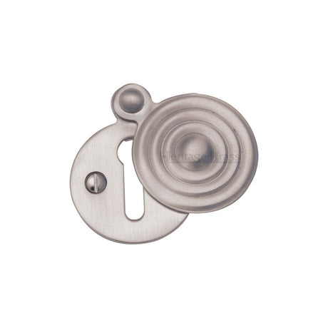Heritage Brass Door Furniture Satin Nickel / Mortice Key Profile Escutcheons Heritage Brass - Covered Keyhole Reeded Satin Nickel Finish