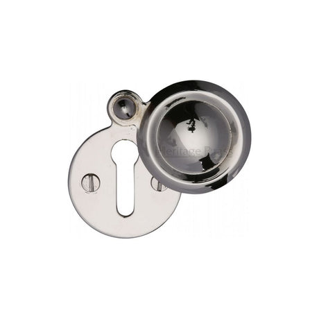 Heritage Brass Door Furniture Polished Nickel / Mortice Key Profile Escutcheons Heritage Brass - Covered Keyhole Round Polished Nickel Finish
