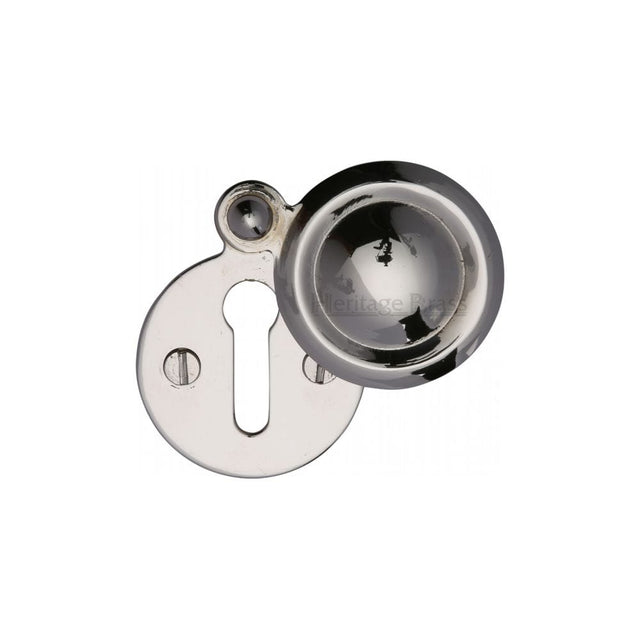 Heritage Brass Door Furniture Polished Nickel / Mortice Key Profile Escutcheons Heritage Brass - Covered Keyhole Round Polished Nickel Finish