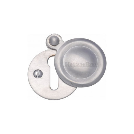 Heritage Brass Door Furniture Satin Chrome / Mortice Key Profile Escutcheons Heritage Brass - Covered Keyhole Round Satin Chrome Finish