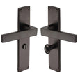 Heritage Brass Door Furniture Matt Bronze / Bathroom Lock Handles Heritage Brass - Delta Hammered Bathroom Set Door Handle on 200mm Plate Matt Bronze finish