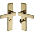Heritage Brass Door Furniture Polished Brass / Bathroom Lock Handles Heritage Brass - Delta Hammered Bathroom Set Door Handle on 200mm Plate Polished Brass finish
