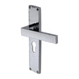 Heritage Brass Door Furniture Polished Chrome / Euro Profile Lock Handles Heritage Brass - Delta Hammered Euro Profile Door Handle on 200mm Plate Polished Chrome finish
