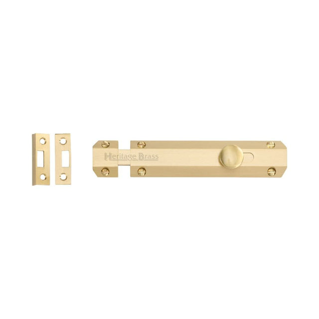 Heritage Brass Accessories Satin Brass / Straight Surface Bolts / 150mm / 6" Heritage Brass - Door Bolt Flat 6" Satin Brass Finish
