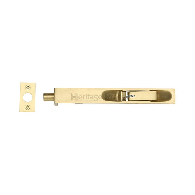 Heritage Brass Accessories Satin Brass / Flush Bolts / 250mm / 10" Heritage Brass - Door Bolt Flush Fitting 10" x .3/4" Satin Brass Finish