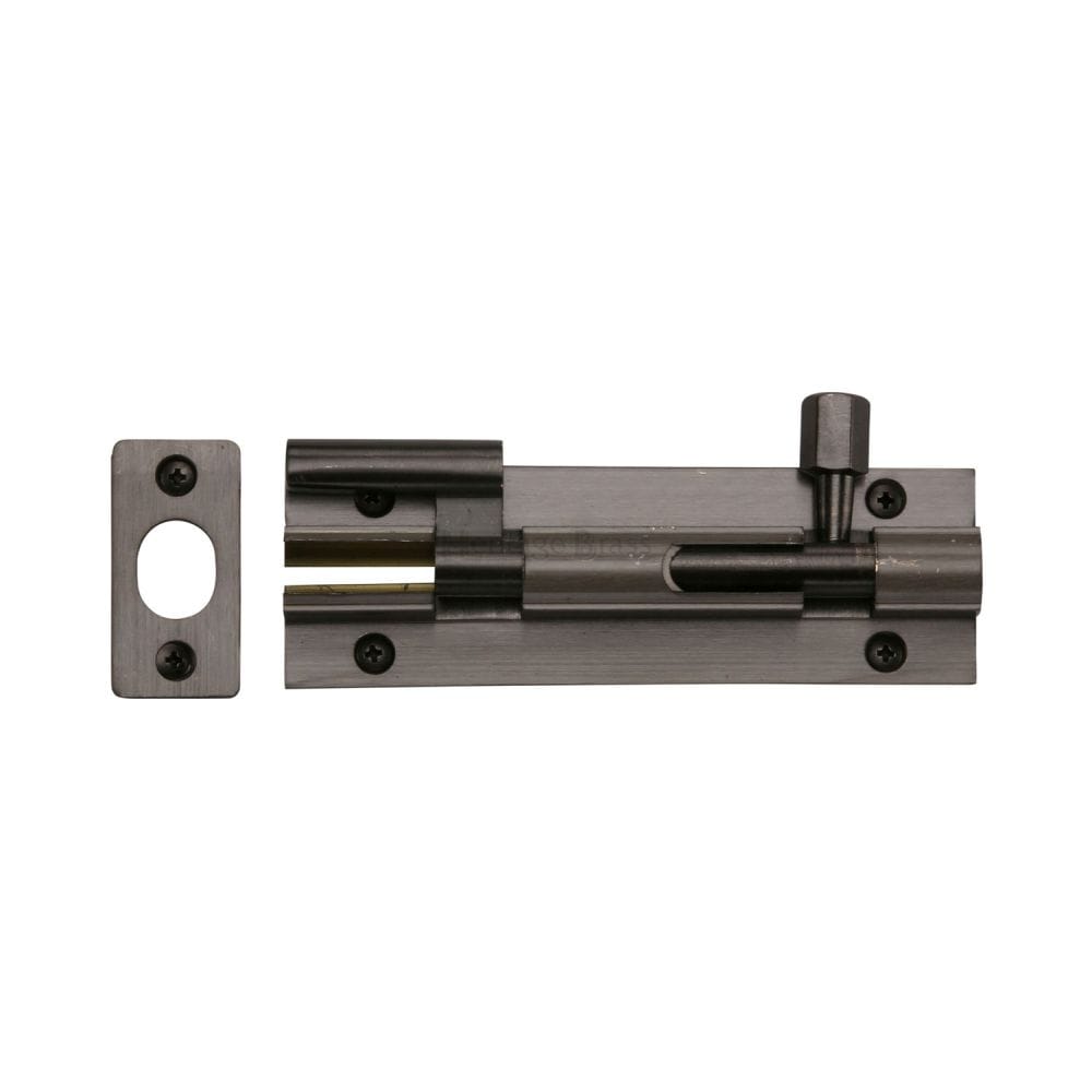 Heritage Brass Accessories Matt Bronze / Cranked Surface Bolts / 100mm / 4" Heritage Brass - Door Bolt Necked 4" x 1.25" Matt Bronze Finish