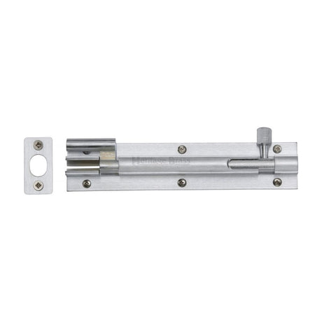 Heritage Brass Accessories Satin Chrome / Cranked Surface Bolts / 150mm / 6" Heritage Brass - Door Bolt Necked 6" x 1.25" Satin Chrome Finish