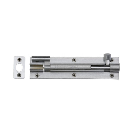 Heritage Brass Accessories Satin Chrome / Cranked Surface Bolts / 150mm / 6" Heritage Brass - Door Bolt Necked 6" x 1.5" Satin Chrome Finish